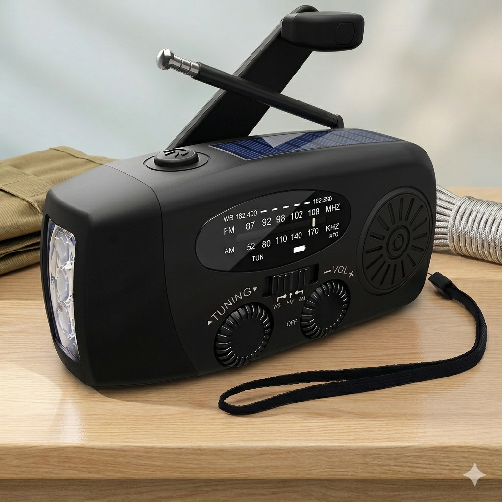 Noodradio met Zaklamp & Powerbank – Altijd Stroom bij Noodsituaties