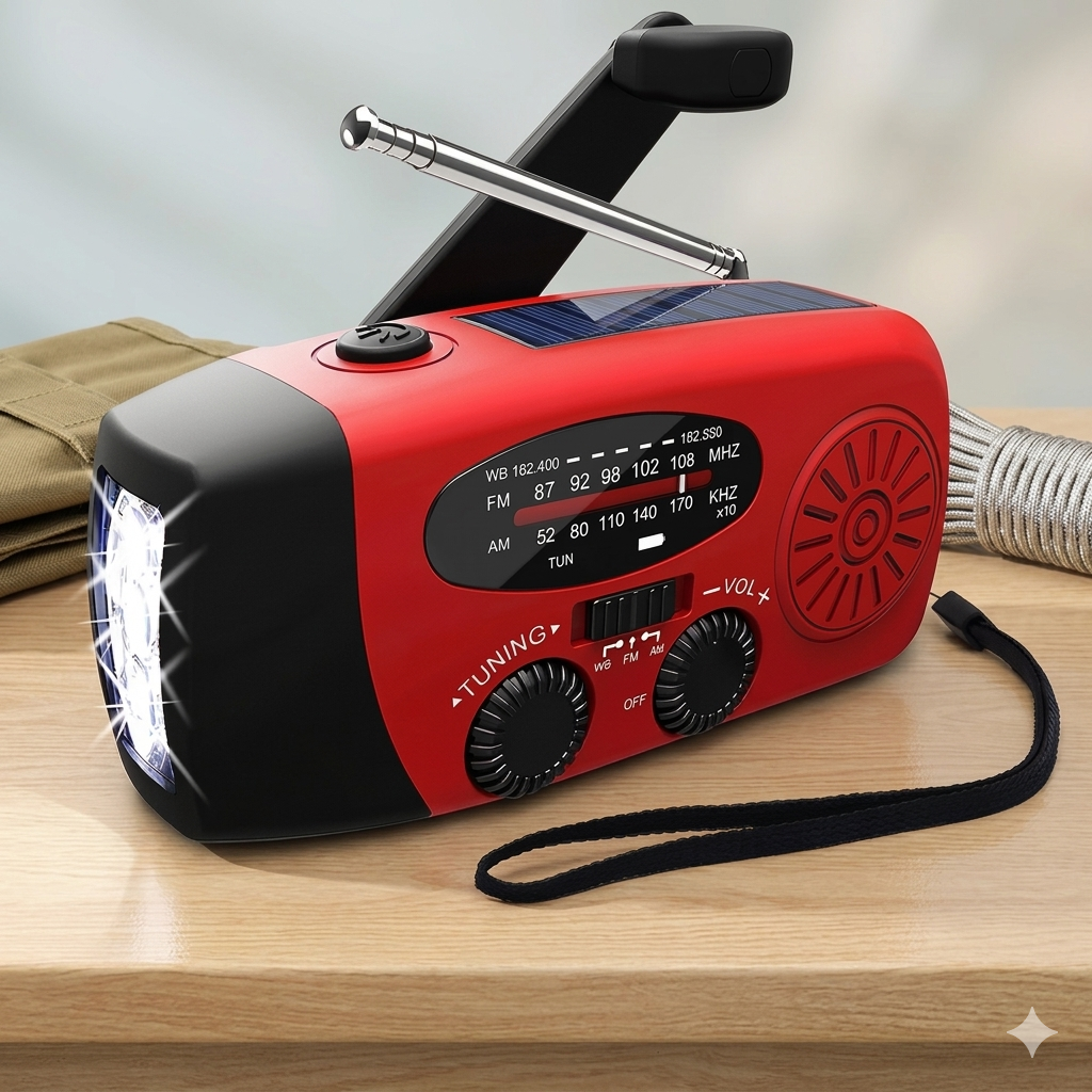 Noodradio met Zaklamp & Powerbank – Altijd Stroom bij Noodsituaties